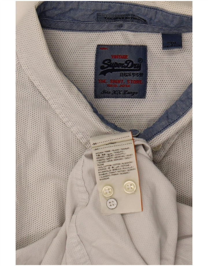 Superdry Herren-Hemd 2XL aus grau gefleckter Baumwolle