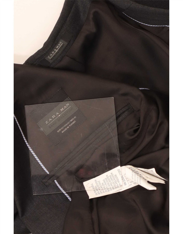 Zara Herren-Blazer mit 2 Knöpfen, EU 52, große graue Wolle