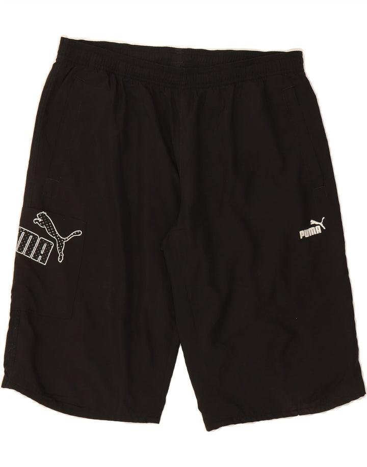 PUMA Mens Graphic Sport Shorts Large Black Polyester Vintage Puma and Second-Hand Puma from Messina Hembry 