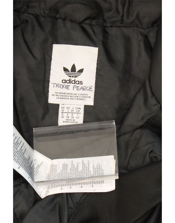 ADIDAS Womens Hooded Padded Jacket UK 10 Small Black Polyester