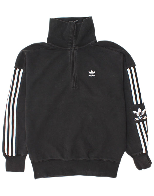 Adidas Damen-Sweatshirt in Übergröße mit Reißverschluss, Größe S, Größe S, Schwarz, Baumwolle