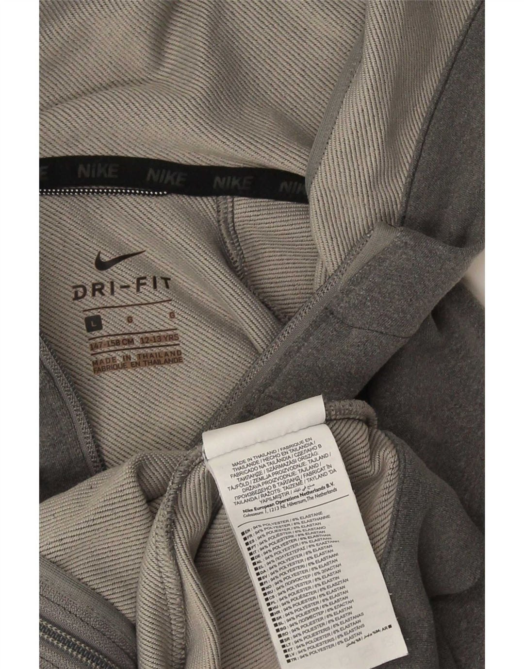 Nike Damen Dri Fit Zip Hoodie Pullover UK 14 Large Grau Polyester