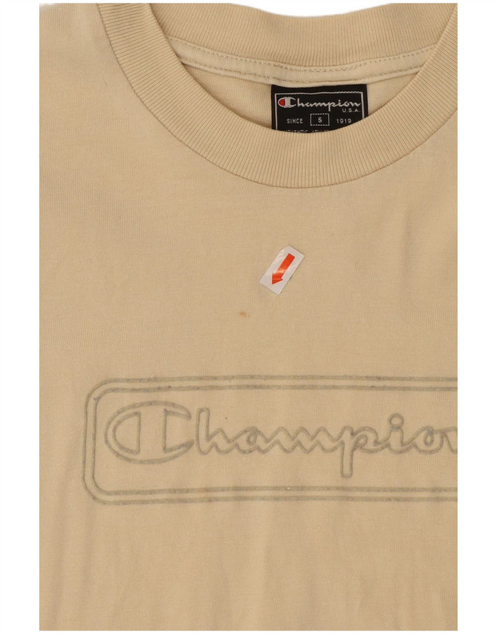 Champion Womens Graphic T-Shirt Top UK 10 Small Beige Baumwolle