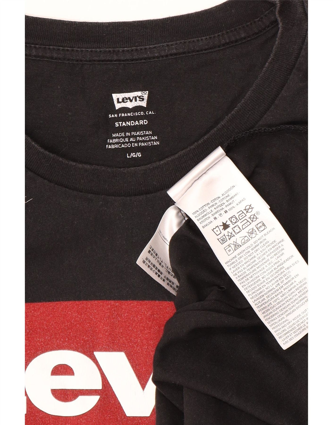 Levi's Herren-Oberteil mit Grafik, Standard-Passform, langärmlig, groß, aus schwarzer Baumwolle