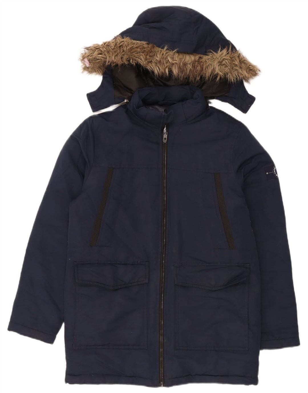 Jack & Jones Wattierter Jungenmantel mit Kapuze, 13–14 Jahre, Marineblau, Polyester