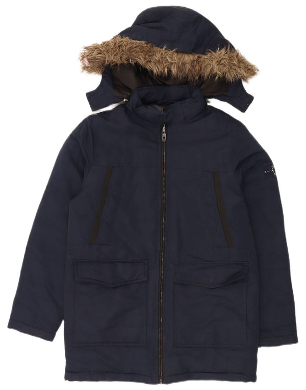 Jack & Jones Wattierter Jungenmantel mit Kapuze, 13–14 Jahre, Marineblau, Polyester