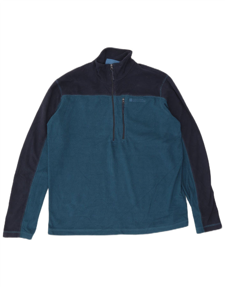Mountain Warehouse Herren-Fleecepullover mit Reißverschluss am Kragen, Größe S, Blau, Farbblock