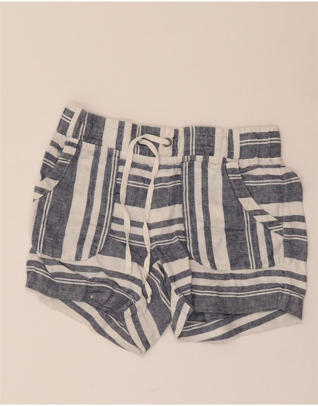 ATHLETA Womens Casual Shorts W30 Medium Blue Striped Linen
