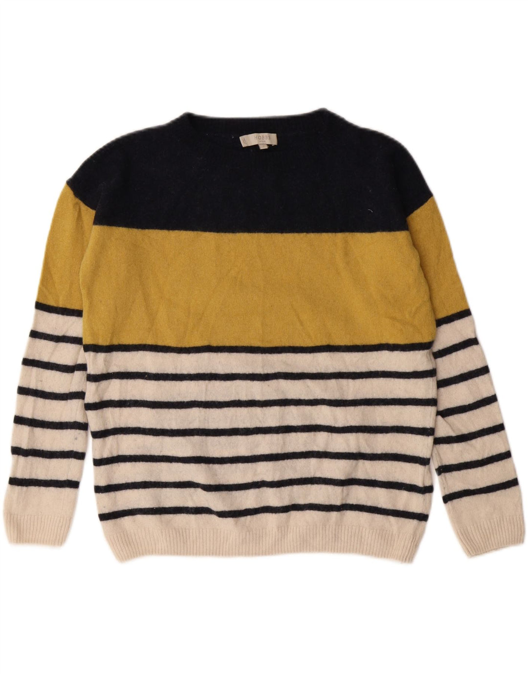 HOBBS Damen-Pullover mit U-Boot-Ausschnitt, Gr. 10, klein, gelb, gestreift, Wolle