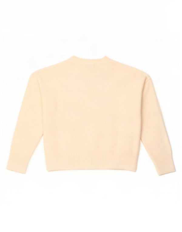 Zara Damen-Pullover, übergroß, Rundhalsausschnitt, Gr. 10, Größe S, gebrochenes Weiß