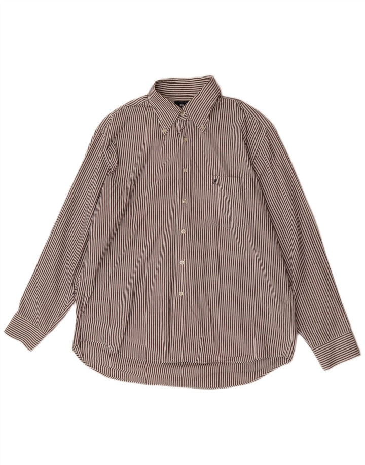 Fila Herrenhemd XL Braun Nadelstreifen Baumwolle