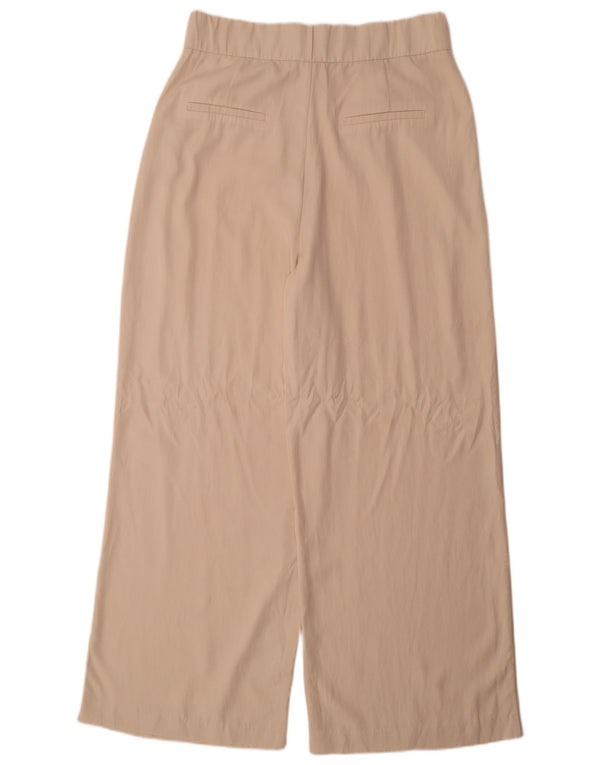 Zara Damen-Chinohose mit hoher Taille und weitem Bein, XL, W32, L32, Beige, Lyocell