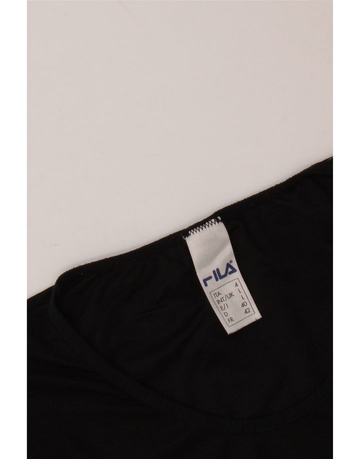 FILA Damen T-Shirt Top UK 14 Large Schwarz Polyamid