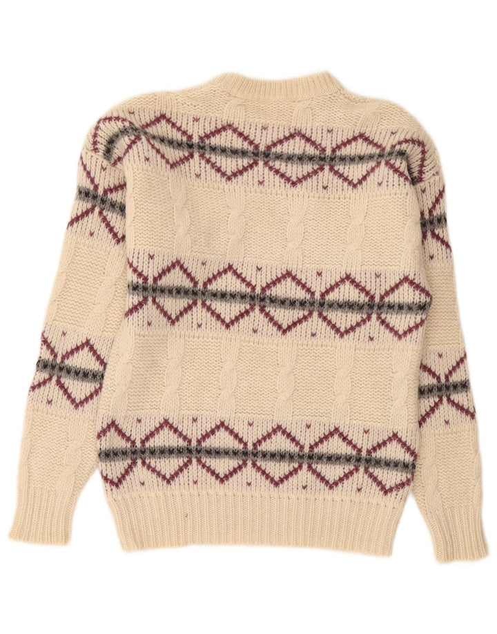 Carrera Herren-Pullover mit Rundhalsausschnitt, Größe S, gebrochenes Weiß, Argyle/Diamantmuster