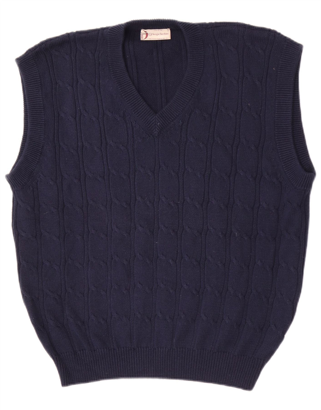 Sergio Tacchini Herren Weste Tank Top Large Marineblau Baumwolle
