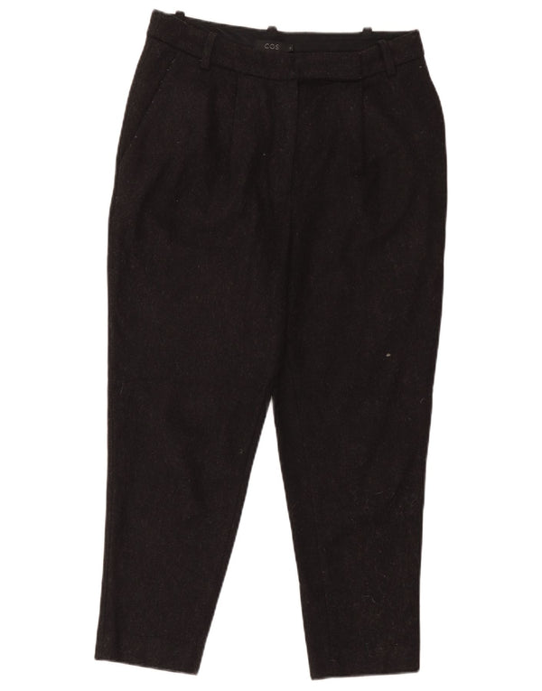 Cos Damen Crop Pegged Anzughose EU 36 Small W30 L25 Schwarze Wolle