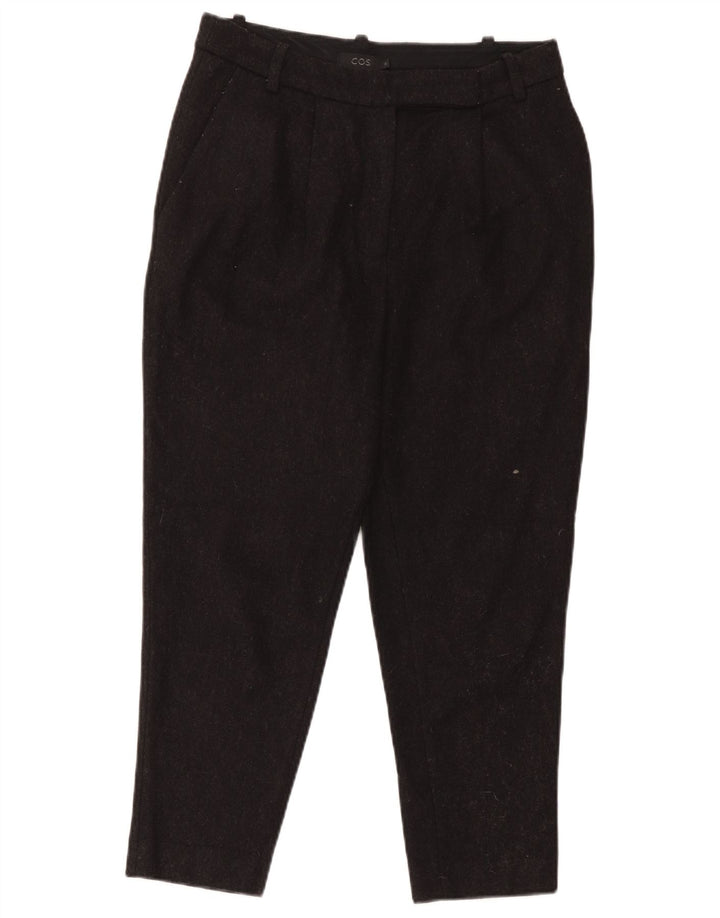 Cos Damen Crop Pegged Anzughose EU 36 Small W30 L25 Schwarze Wolle
