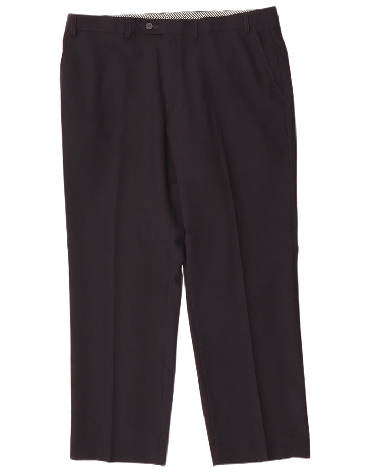 Gerade Herren-Anzughose von Marks & Spencer, W40, L31, marineblaues Polyester