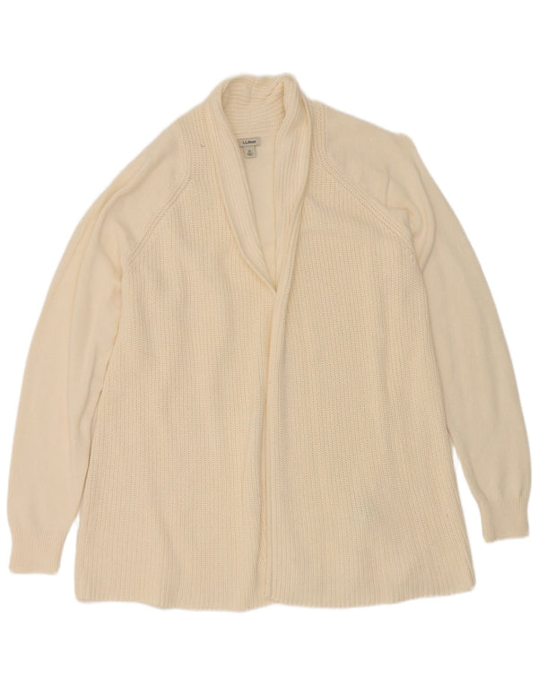 L.L.Bean Offener Damen-Cardigan-Pullover UK 18 XL aus weißer Baumwolle