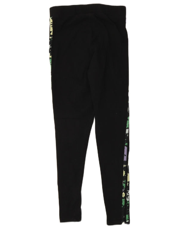 Adidas Damen Leggings UK 10 Small Schwarz Baumwolle