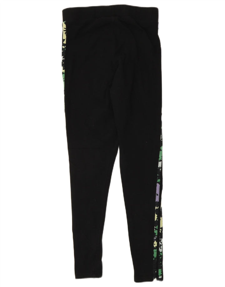 Adidas Damen Leggings UK 10 Small Schwarz Baumwolle