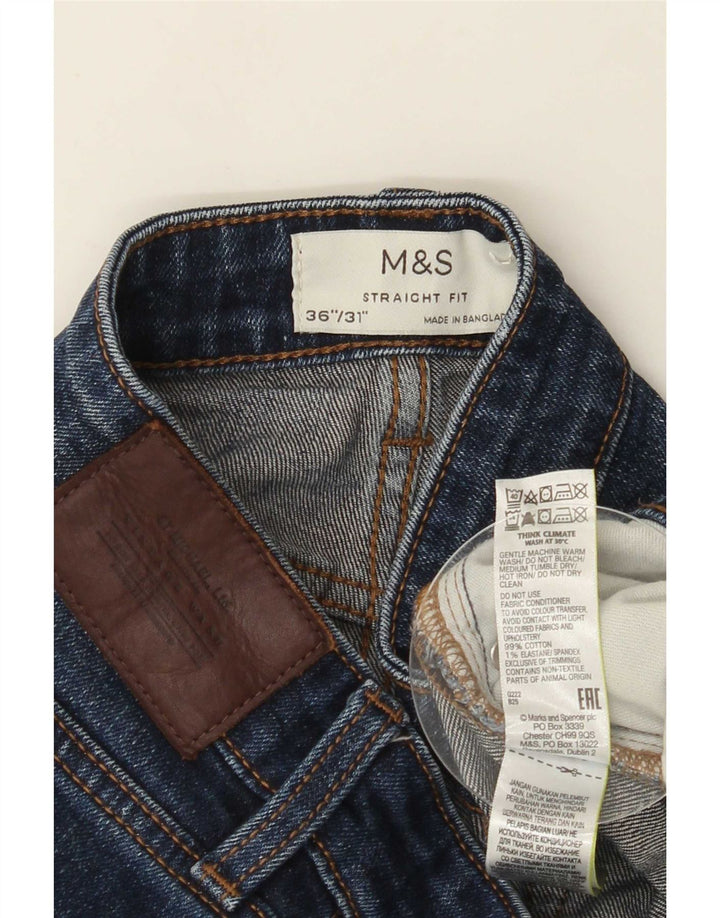 Marks & Spencer Herren Straight Jeans W36 L27 Blaue Baumwolle