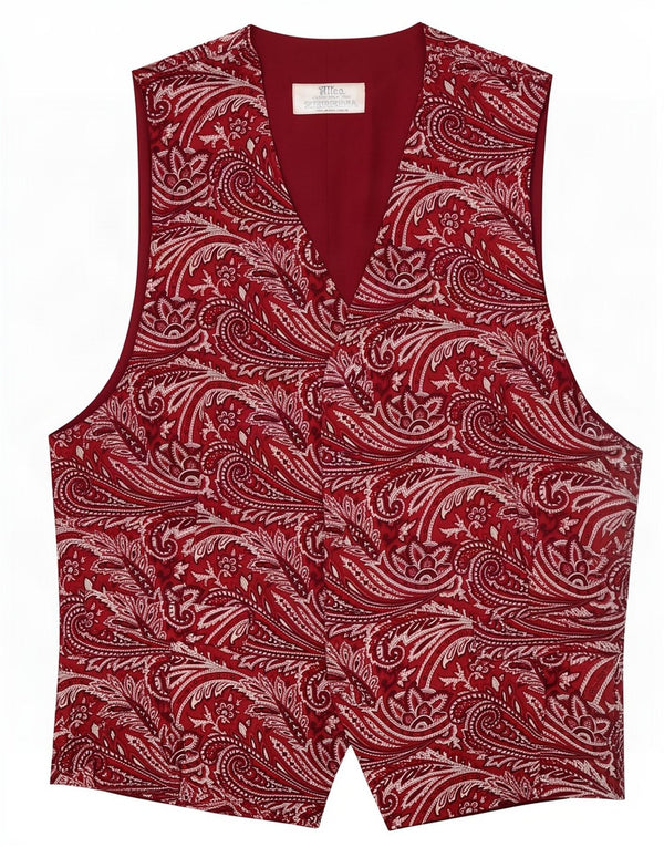 Vintage Herrenweste, kleine rote Paisley-Seide
