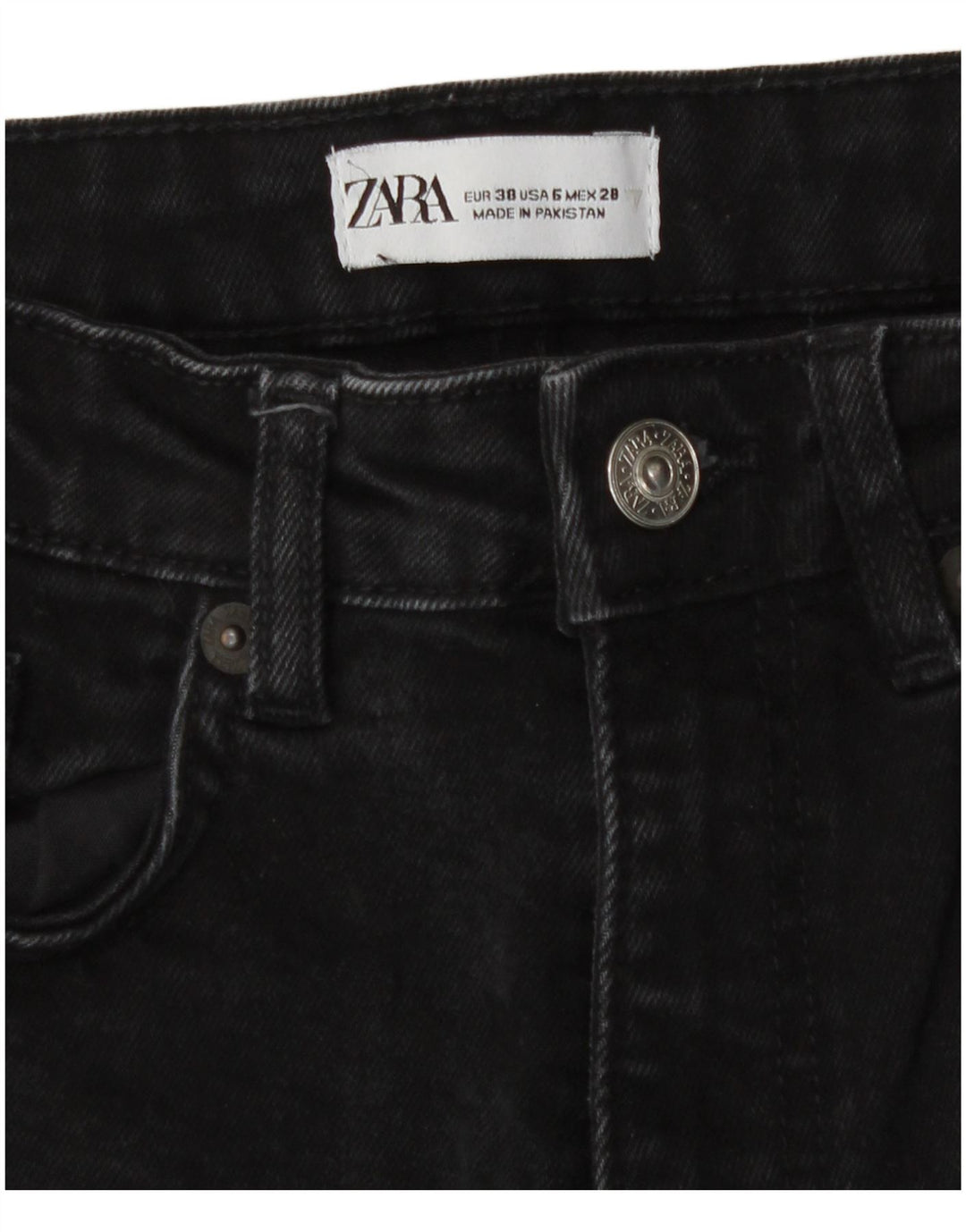 Zara Damen Straight Jeans EU 38 Small W28 L25 Schwarze Baumwolle