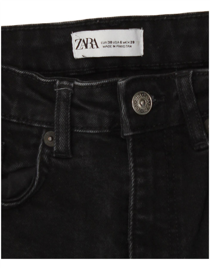 Zara Damen Straight Jeans EU 38 Small W28 L25 Schwarze Baumwolle