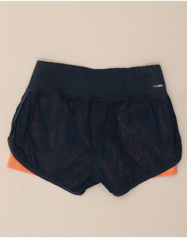 Adidas Damen Climalite Sport Shorts UK 6 XS Marineblaues geometrisches Polyester