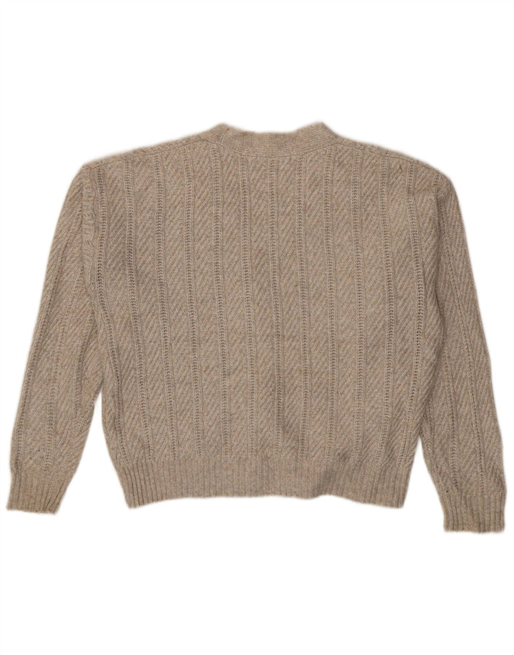 Marks & Spencer Damen Crop Cardigan Pullover UK 14 Medium Beige Polyester