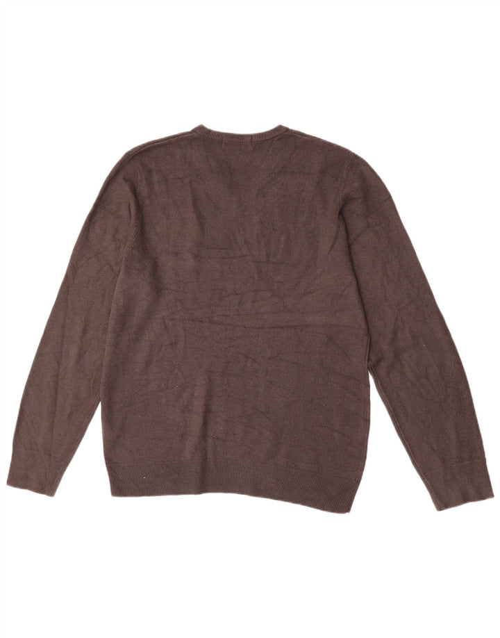 Marks & Spencer Herren Blauer Harbor-Pullover mit V-Ausschnitt Mittelbraun