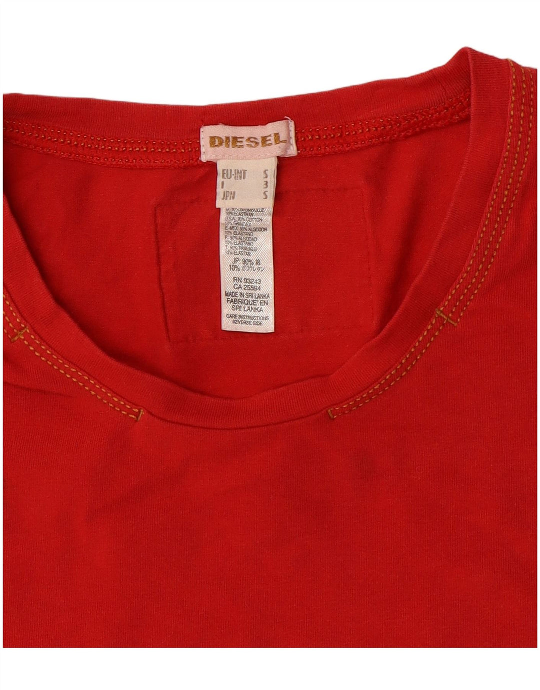 DIESEL Damen T-Shirt Top UK 10 Small Rote Baumwolle