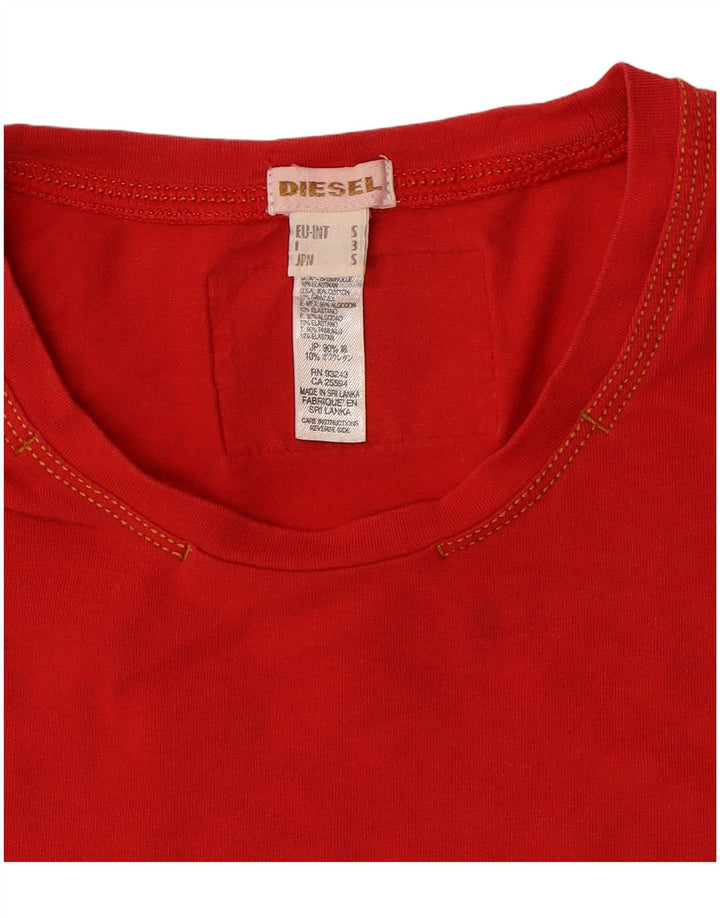 DIESEL Damen T-Shirt Top UK 10 Small Rote Baumwolle