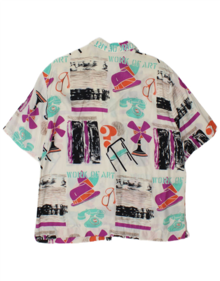 Vintage Damen Grafikshirt UK 14 Großes mehrfarbiges Patchwork