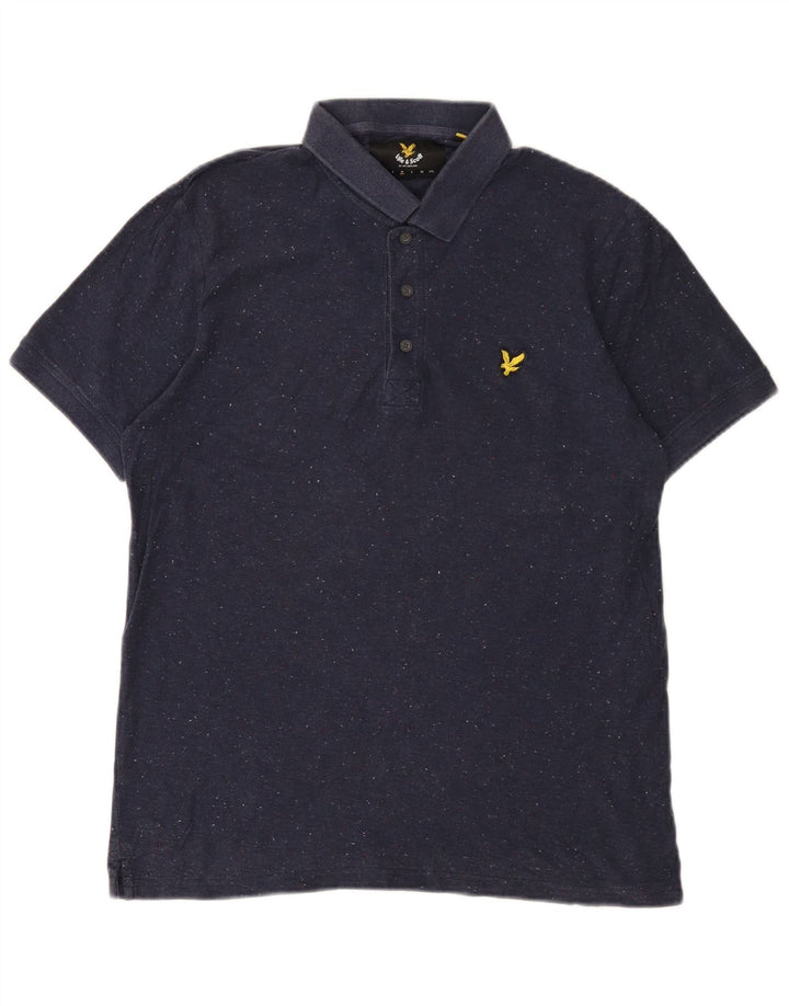 LYLE & SCOTT Herren-Poloshirt aus mittelblauer, melierter Baumwolle