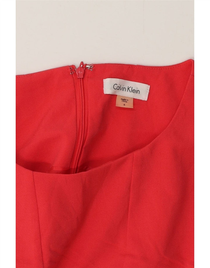 Calvin Klein Damen Ärmelloses A-Linien-Kleid US 6 Medium Red Colourblock