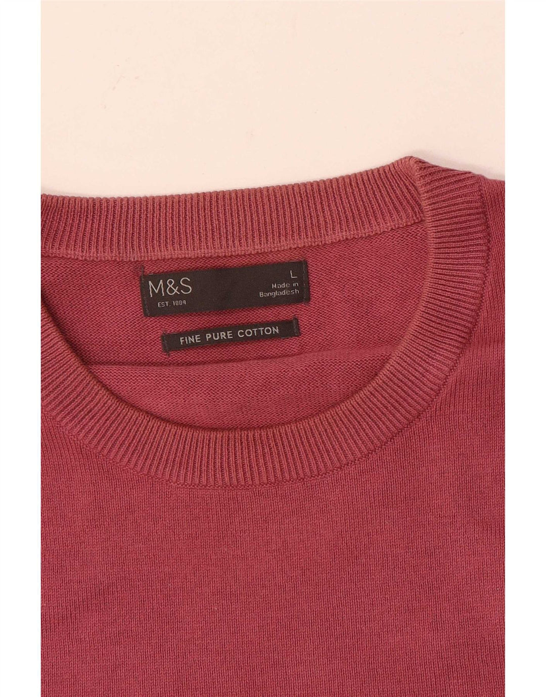 Marks & Spencer Herren-Pullover mit Rundhalsausschnitt, Größe L, aus roter Baumwolle