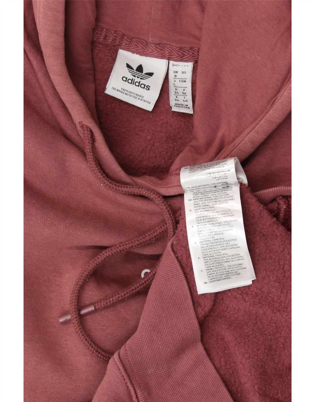 ADIDAS Womens Graphic Oversized Hoodie Pullover UK 8 Small Rosa Baumwolle