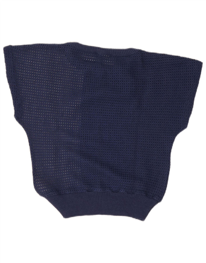 Vintage Damen-Pullover mit U-Boot-Ausschnitt, IT 42, mittleres Marineblau, Farbblock