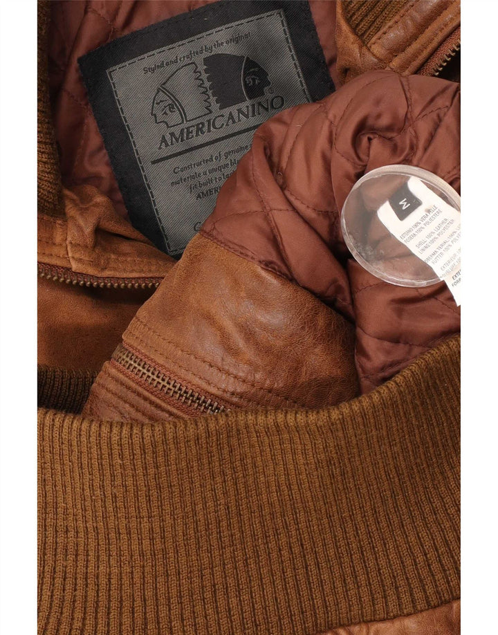 Americanino Damen Bomber-Lederjacke UK 14 Mittelbraun