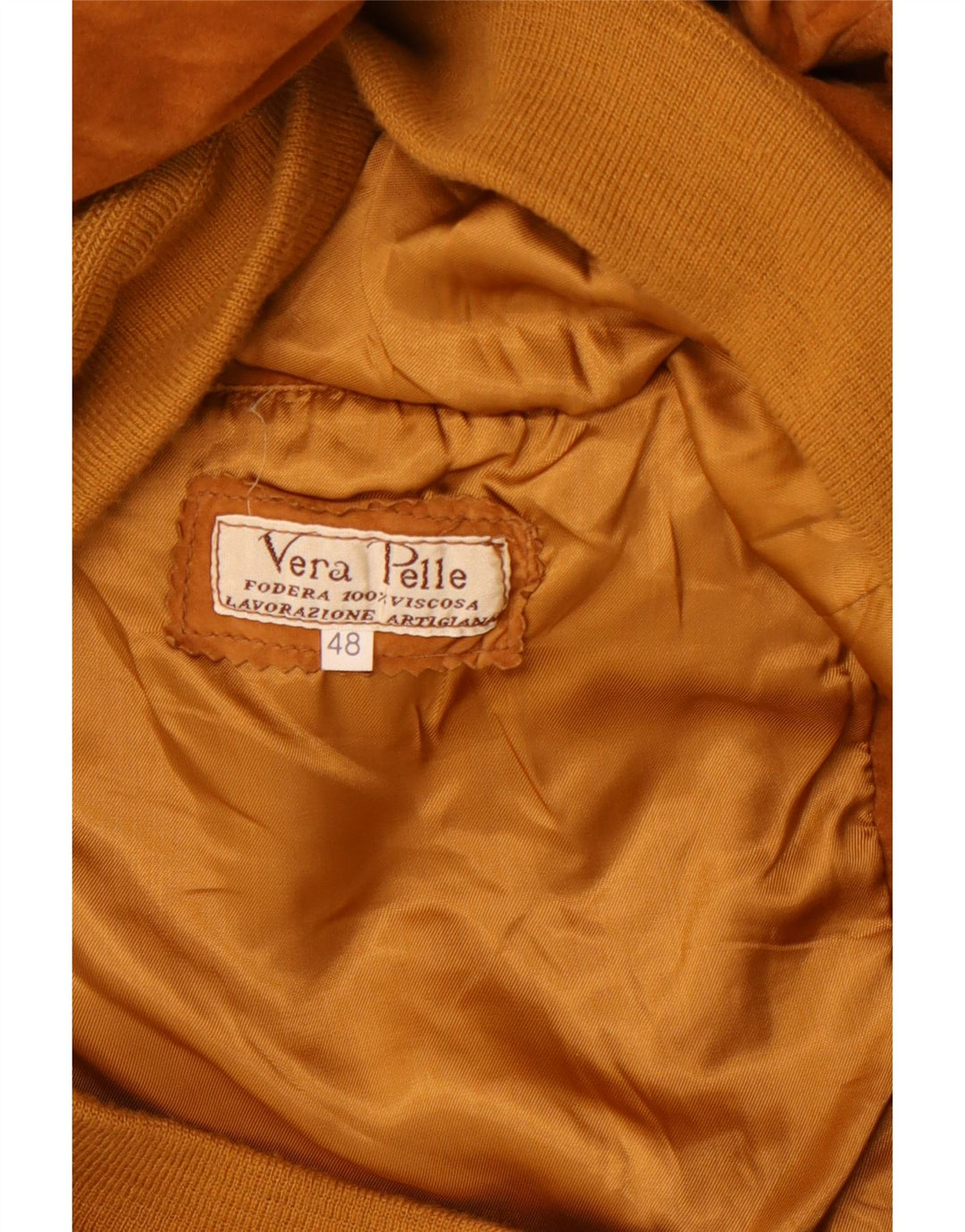 LAVORAZIONE ARTIGIANA Herren Wildleder Bomberjacke IT 48 Mittelbraunes Leder