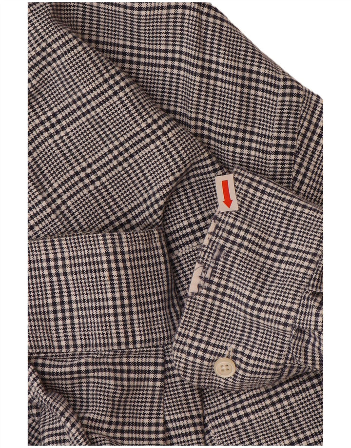 NAUTICA Herren-Flanellhemd aus mittelblauer Hahnentritt-Baumwolle in Marineblau