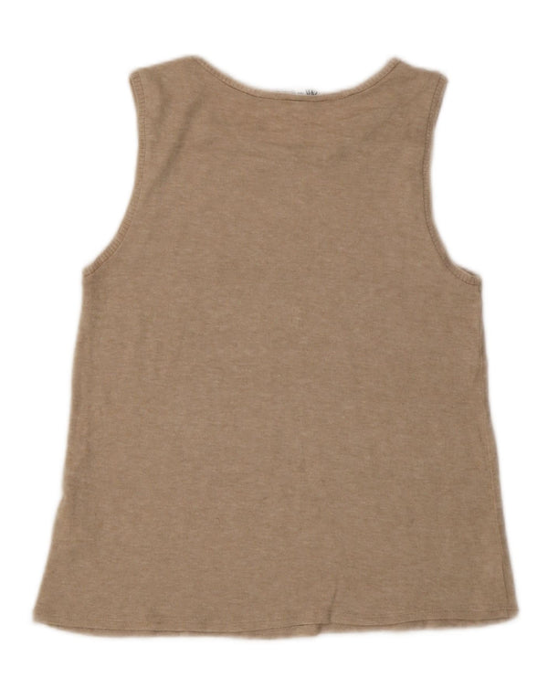 Zara Damen Weste Top UK 12 Mittelbeige gefleckte Viskose