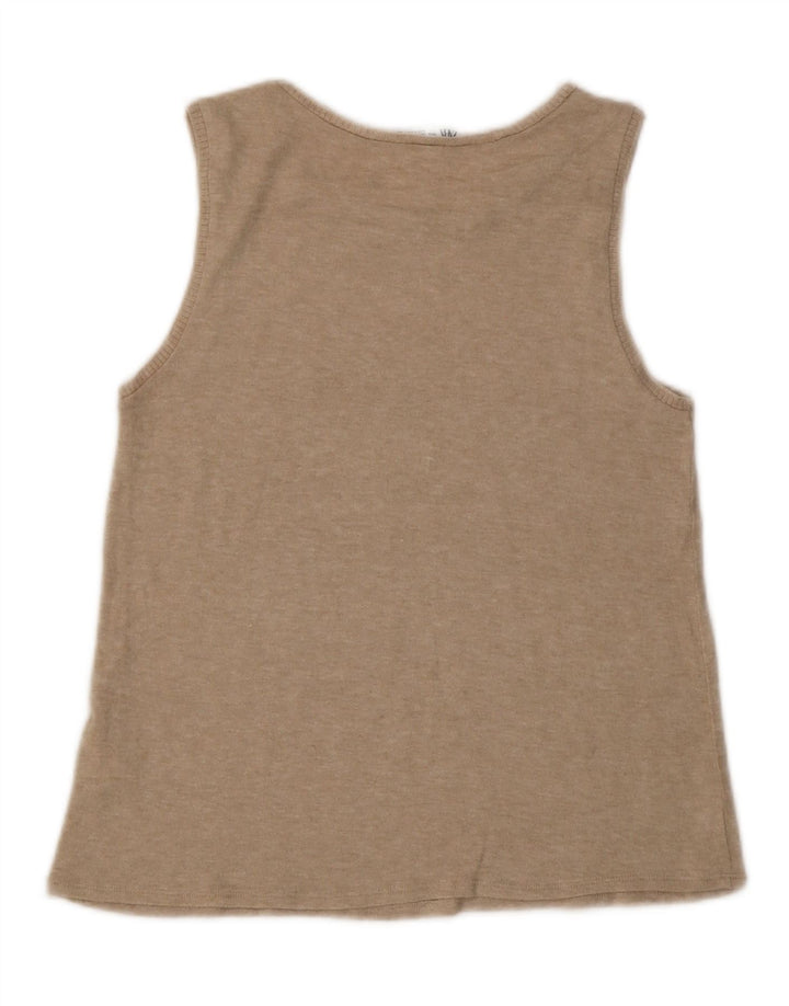 Zara Damen Weste Top UK 12 Mittelbeige gefleckte Viskose