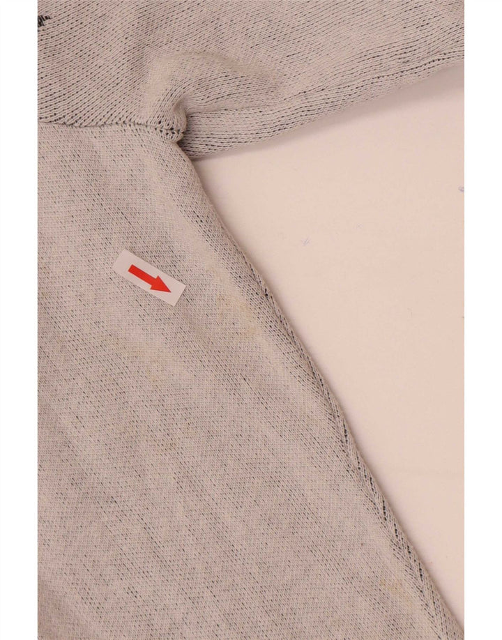 Zara Herren-Pullover mit grafischem U-Boot-Ausschnitt, mittelgraue Baumwolle