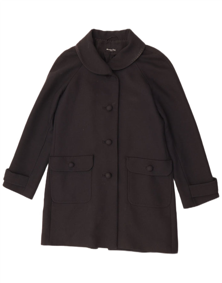 Massimo Dutti Damenmantel EU 42 Große schwarze Baumwolle