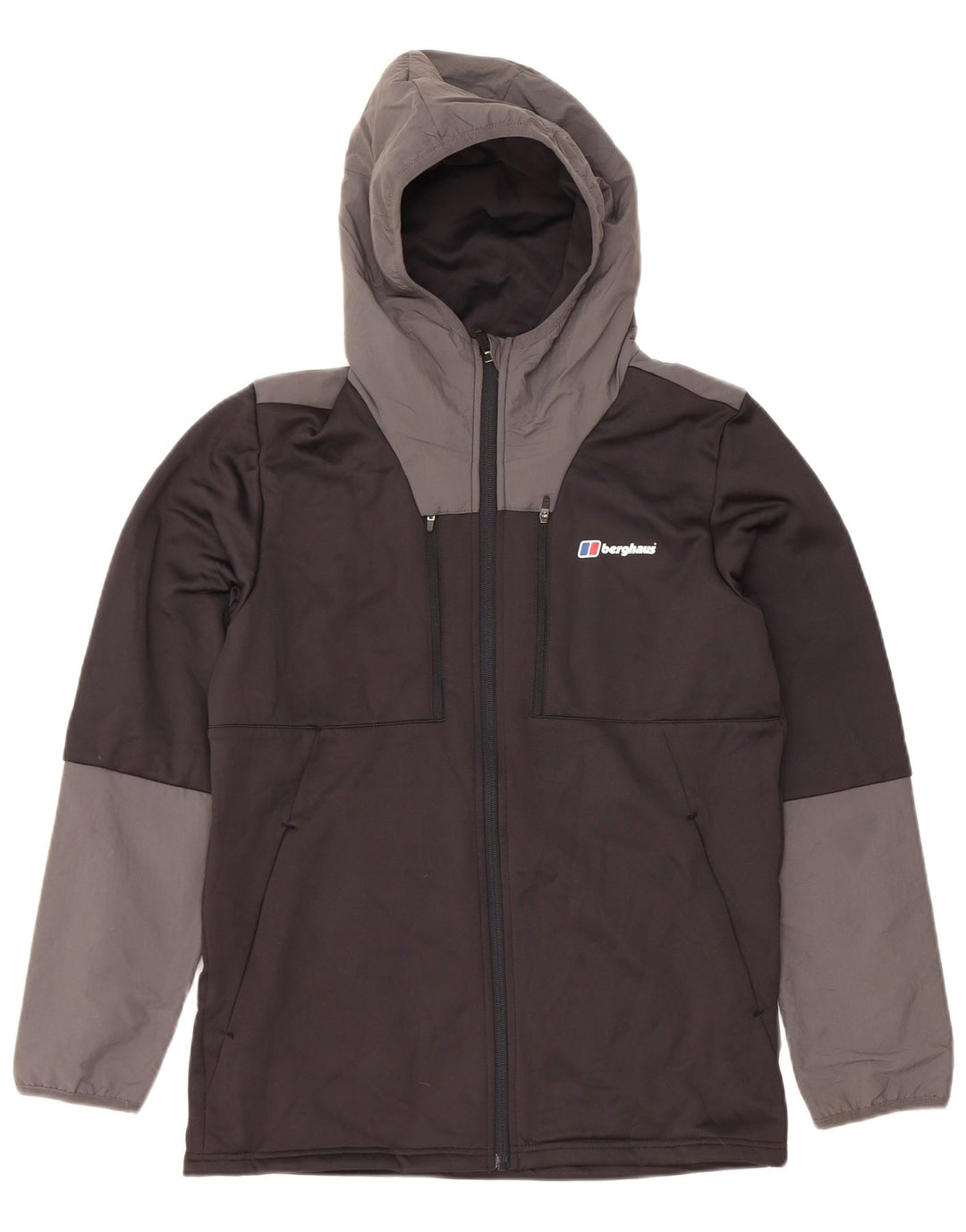 BERGHAUS Jungen-Kapuzenpullover mit Reißverschluss, 12–13 Jahre, schwarzes Polyester