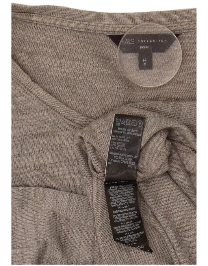 Marks & Spencer Womens Petite Top 3/4 Ärmel UK 14 Large Grau meliert