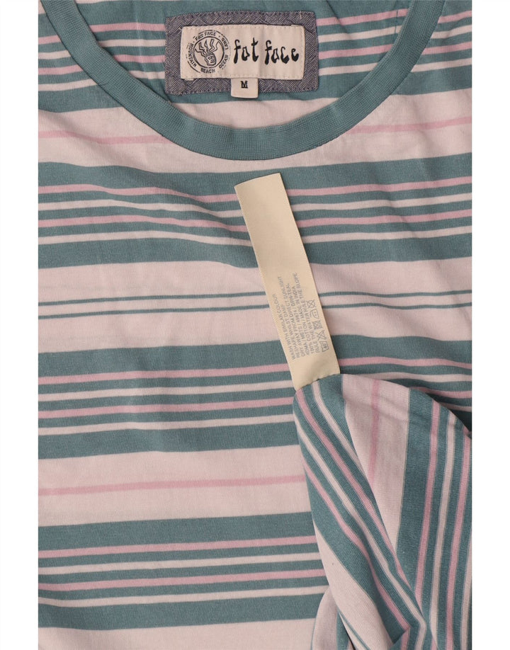 Fat Face Herren-T-Shirt-Oberteil aus mittelblauer, gestreifter Baumwolle